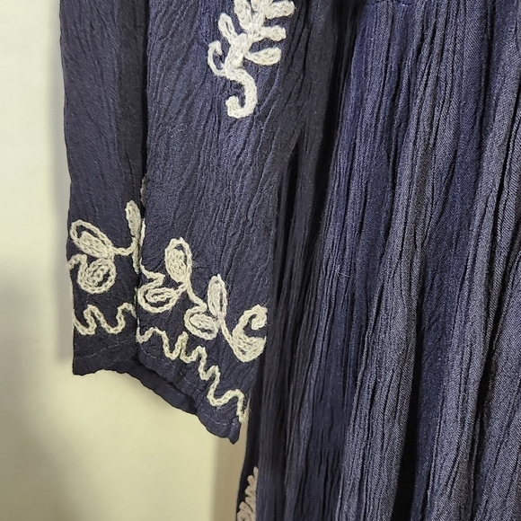 Exist Dress Tunic Blue Floral Embroidered Pullover Baby Doll Women Size M Boho - Picture 7 of 16